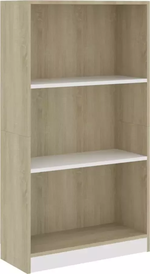 Maison Exclusive Boekenkast 3 schappen 60x24x109 cm bewerkt hout wit en eiken - Foto 1