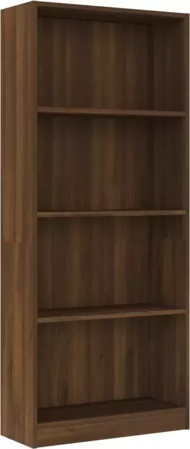 Maison Exclusive Boekenkast 4 schappen 60x24x142 cm bewerkt hout bruineikenkleur