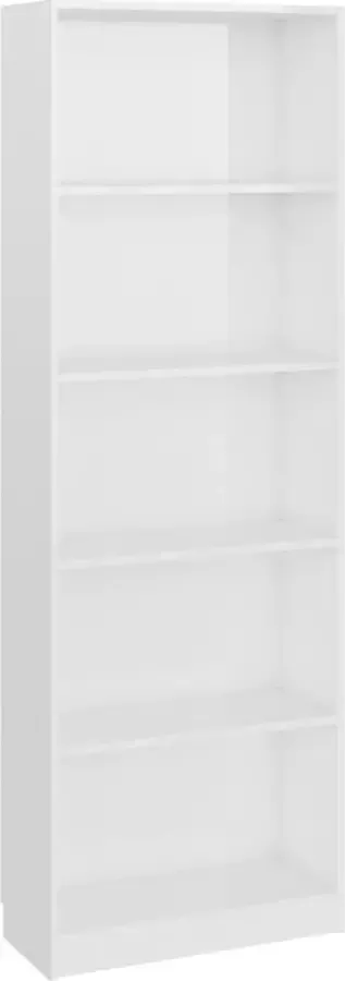 Maison Exclusive Boekenkast 5 schappen 60x24x175 cm bewerkt hout hoogglans wit