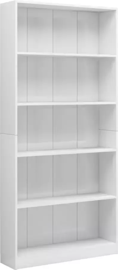 Maison Exclusive Boekenkast 5 schappen 80x24x175 cm bewerkt hout hoogglans wit