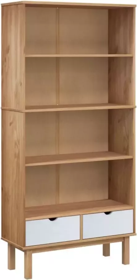 Maison Exclusive Boekenkast OTTA 2 lades massief grenenhout bruin en wit