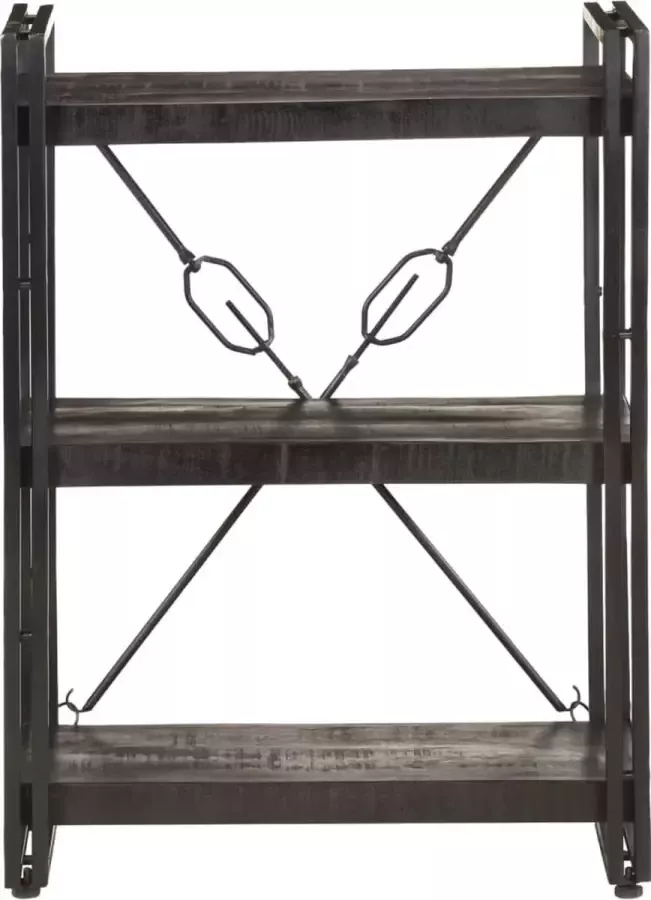 Maison Exclusive Boekenkast met 3 schappen 60x30x80 cm massief mangohout zwart