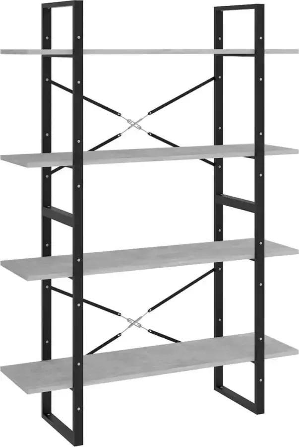 Maison Exclusive Boekenkast met 4 schappen 100x30x140 cm spaanplaat betongrijs