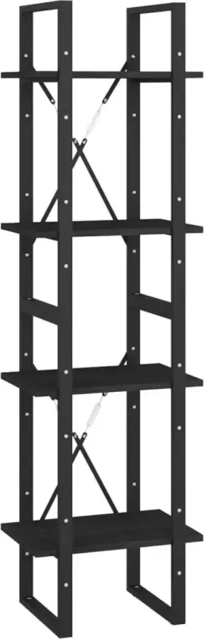 Maison Exclusive Boekenkast met 4 schappen 40x30x140 cm massief grenenhout zwart