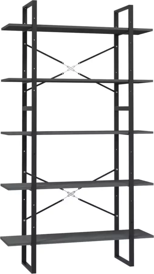 Maison Exclusive Boekenkast met 5 schappen 100x30x175 cm grenenhout grijs