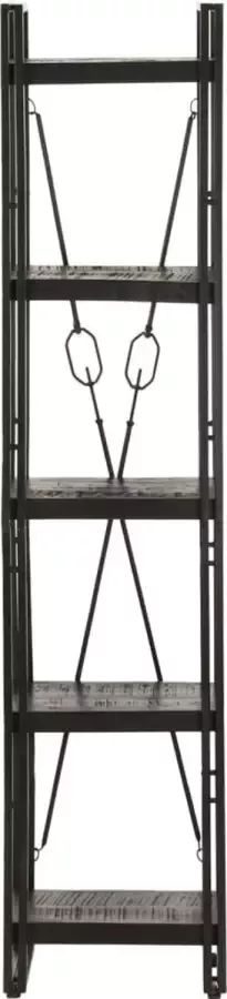Maison Exclusive Boekenkast met 5 schappen 40x30x180 cm massief mangohout zwart