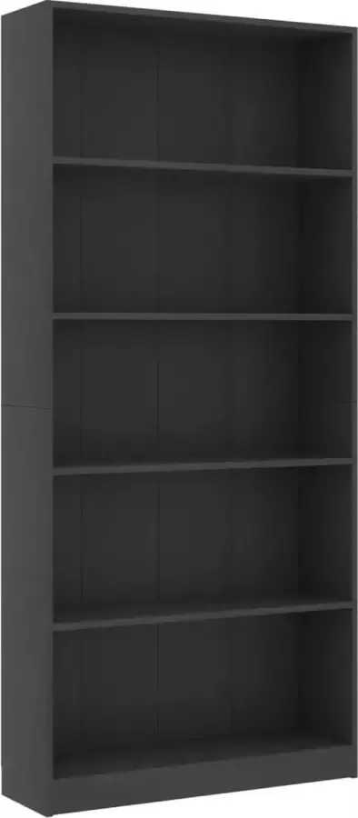 Maison Exclusive Boekenkast met 5 schappen 80x24x175 cm bewerkt hout grijs