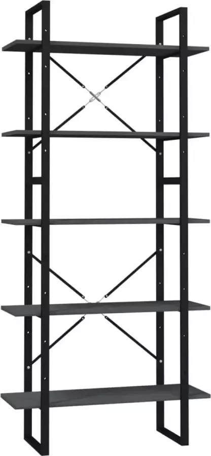 Maison Exclusive Boekenkast met 5 schappen 80x30x175 cm grenenhout grijs