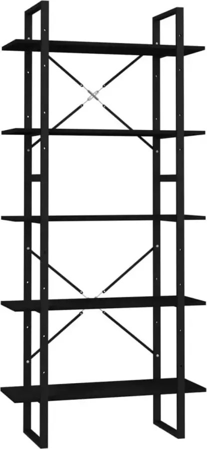 Maison Exclusive Boekenkast met 5 schappen 80x30x175 cm grenenhout zwart