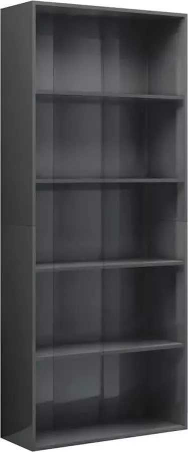 Maison Exclusive Boekenkast met 5 schappen 80x30x189 cm spaanplaat grijs