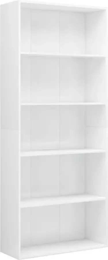 Maison Exclusive Boekenkast met 5 schappen 80x30x189 cm spaanplaat hoogglans wit