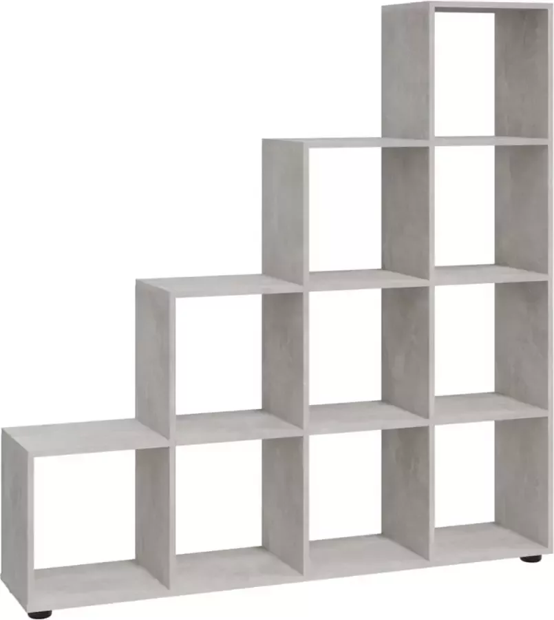 Maison Exclusive Boekenkast trapvormig 142 cm bewerkt hout betongrijs