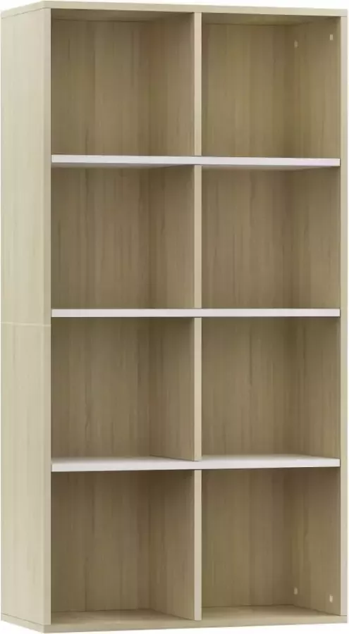 Maison Exclusive Boekenkast dressoir 66x30x130 cm spaanplaat wit en eikenkleurig