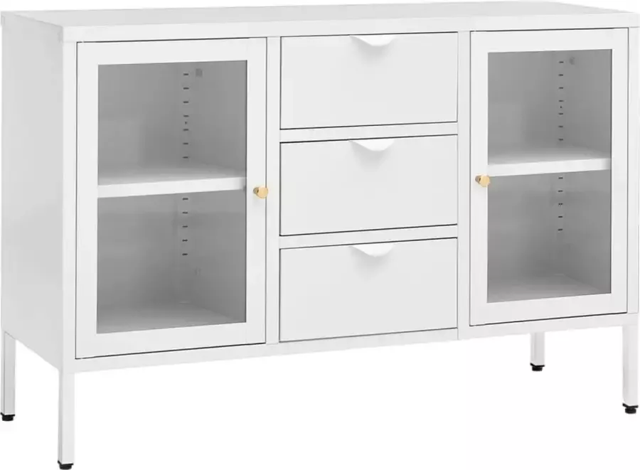 Maison Exclusive Dressoir 105x35x70 cm staal en gehard glas wit