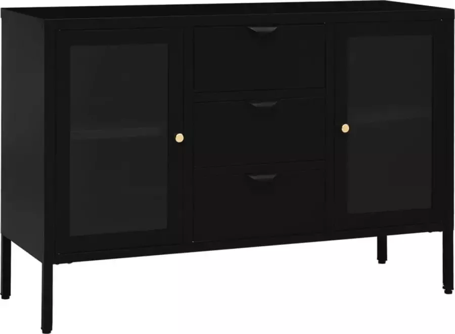 Maison Exclusive Dressoir 105x35x70 cm staal en gehard glas zwart