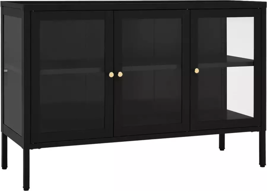 Maison Exclusive Dressoir 105x35x70 cm staal en glas zwart
