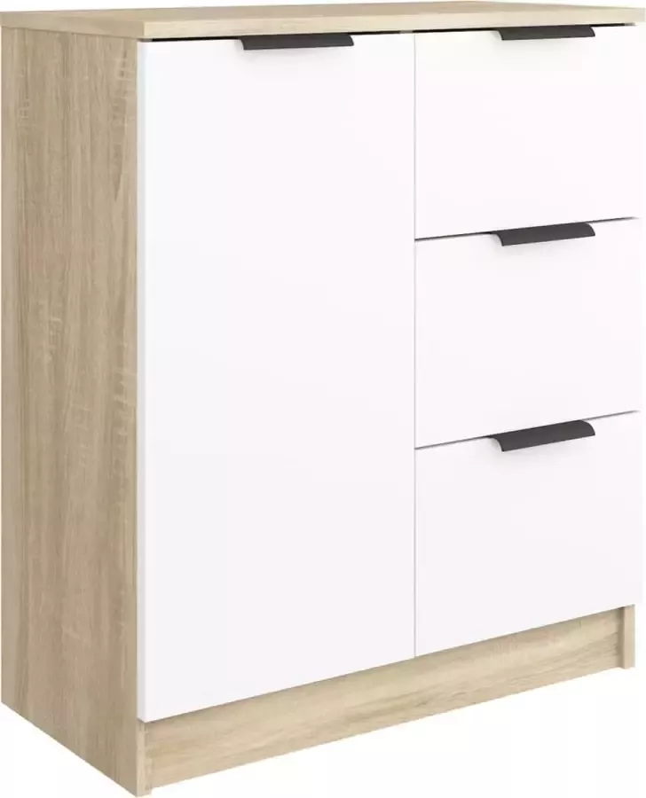 Maison Exclusive Dressoir 60x30x70 cm bewerkt hout wit en sonoma eikenkleurig