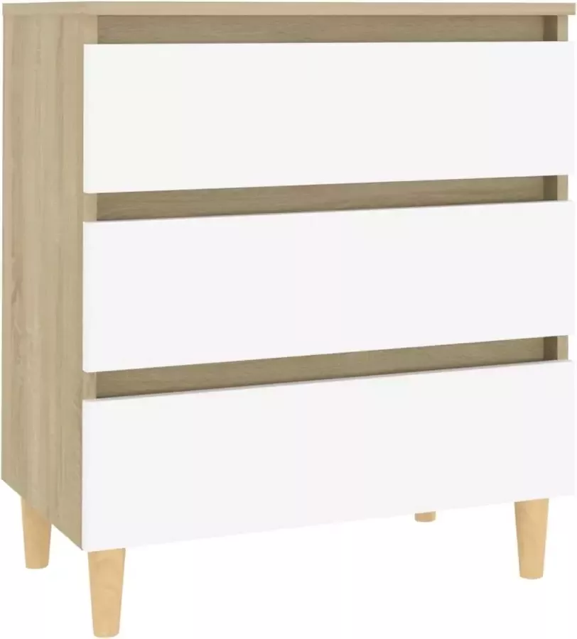 Maison Exclusive Dressoir 60x35x69 cm spaanplaat wit en sonoma eikenkleurig