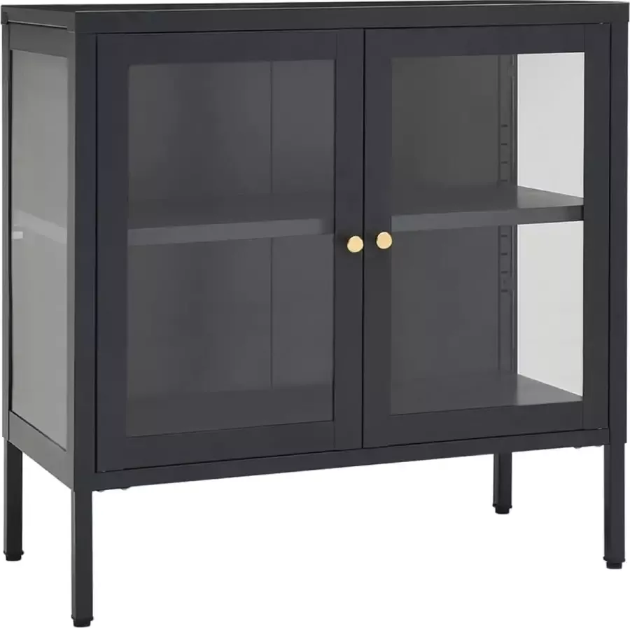 Maison Exclusive Dressoir 70x35x70 cm staal en glas antracietkleurig