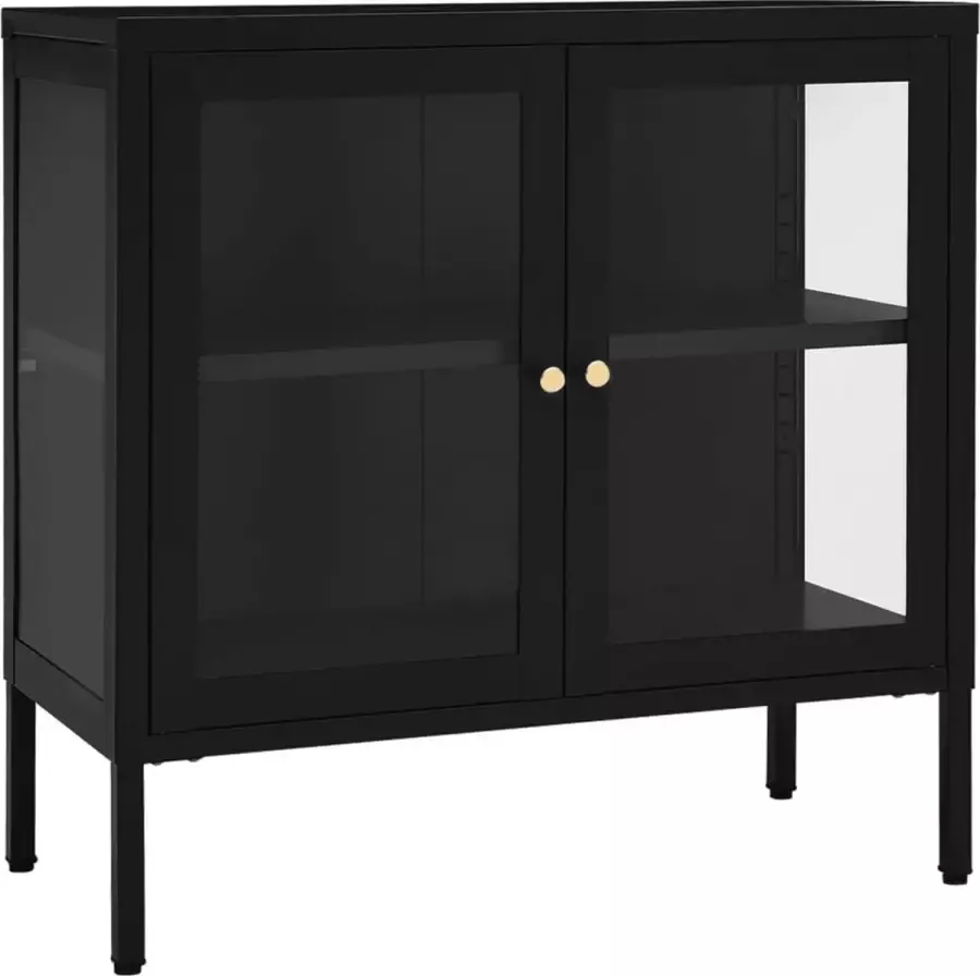 Maison Exclusive Dressoir 70x35x70 cm staal en glas zwart