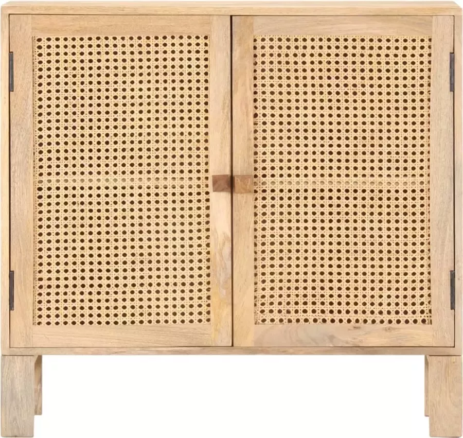 Maison Exclusive Dressoir 80x30x73 cm massief mangohout en natuurlijk riet