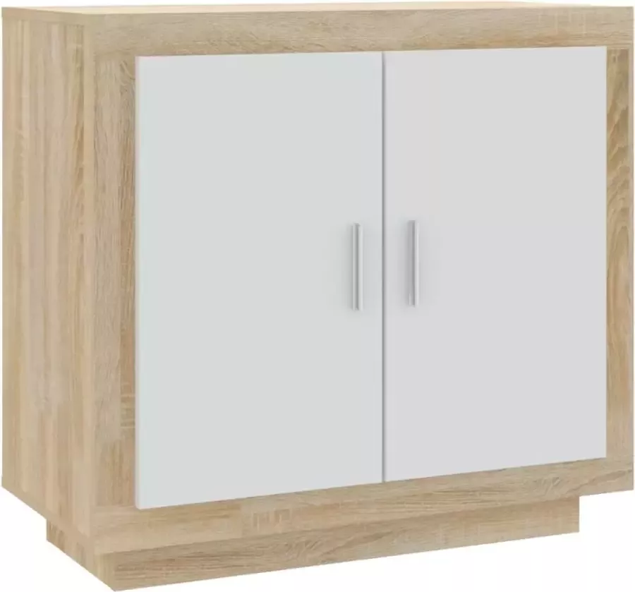 Maison Exclusive Dressoir 80x40x75 cm bewerkt hout wit en sonoma eikenkleurig