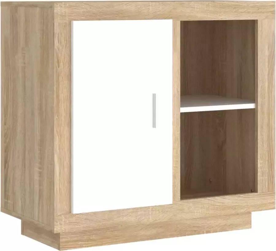 Maison Exclusive Dressoir 80x40x75 cm wit en sonoma eikenkleurig