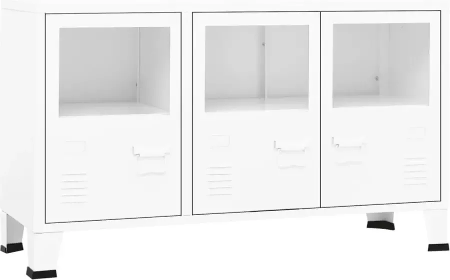 Maison Exclusive Dressoir industrieel 105x35x62 cm metaal en glas wit