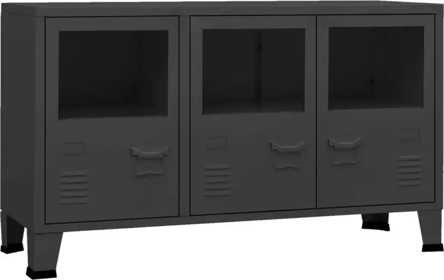 Maison Exclusive Dressoir industrieel 105x35x62 cm metaal en glas zwart