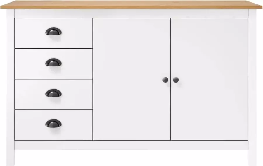Maison Exclusive Dressoir Maison Exclusive -ll Range 130x40x80 cm massief grenenhout wit - Foto 2