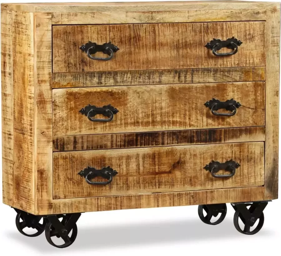 Maison Exclusive Dressoir met 3 lades ruw mangohout