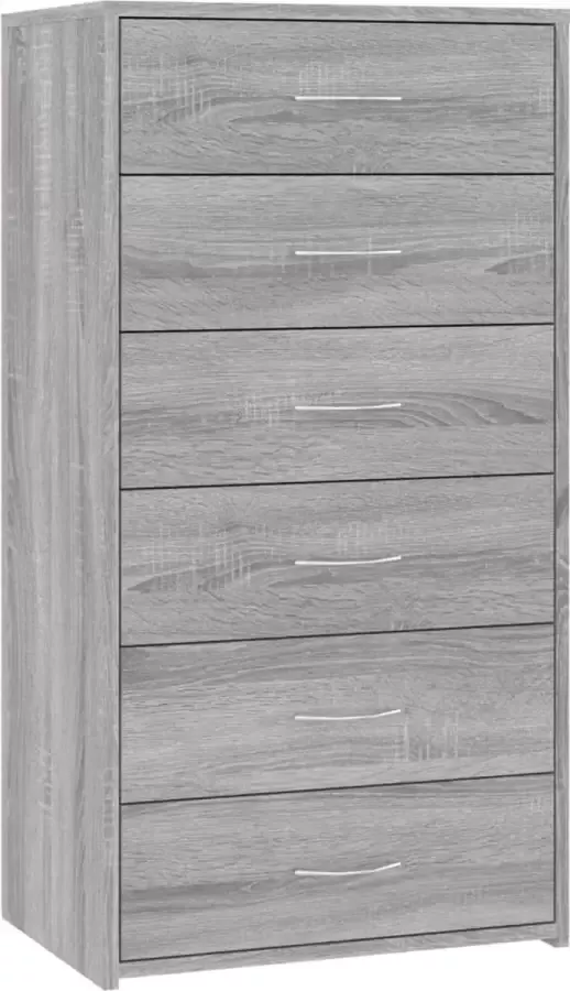 Maison Exclusive Dressoir met 6 lades 50x34x96 cm bewerkt hout grijs sonoma