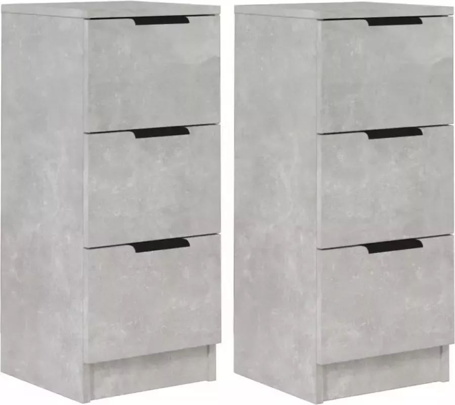 Maison Exclusive Dressoirs 2 st 30x30x70 cm bewerkt hout betongrijs - Foto 3