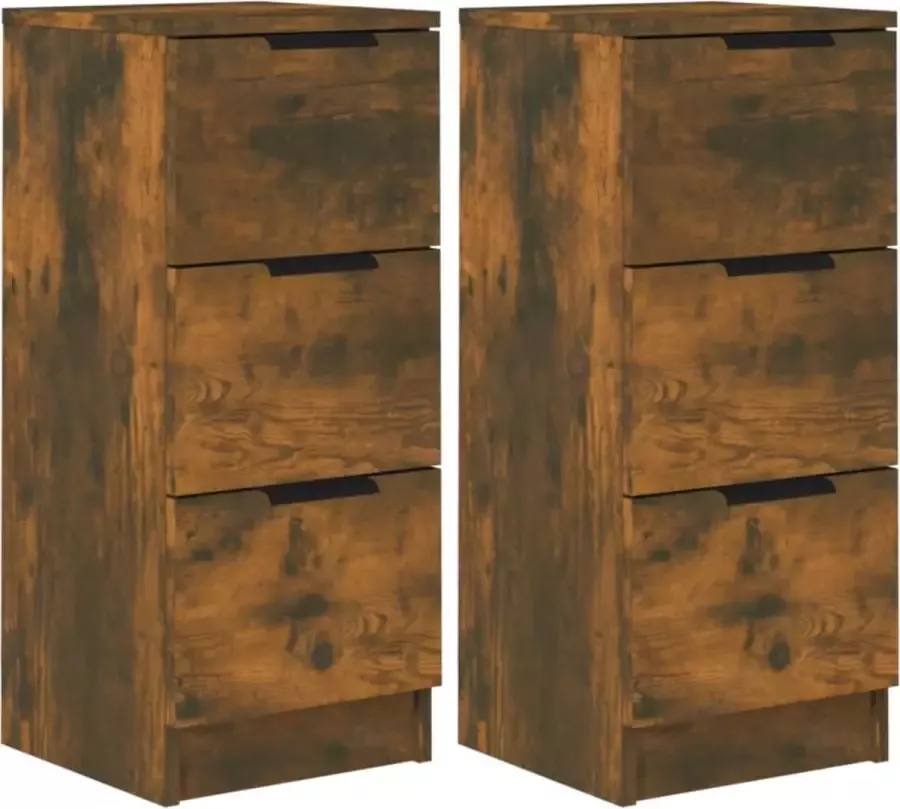 Maison Exclusive Dressoirs 2 st 30x30x70 cm bewerkt hout gerookt eikenkleurig - Foto 2