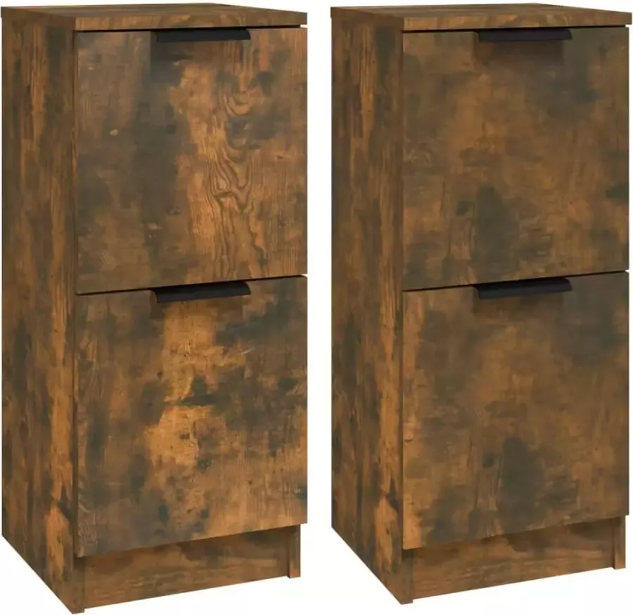 Maison Exclusive Dressoirs 2 st 30x30x70 cm bewerkt hout gerookt eikenkleurig