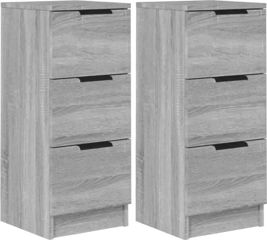 Maison Exclusive Dressoirs 2 st 30x30x70 cm bewerkt hout grijs sonoma eikenkleur - Foto 2