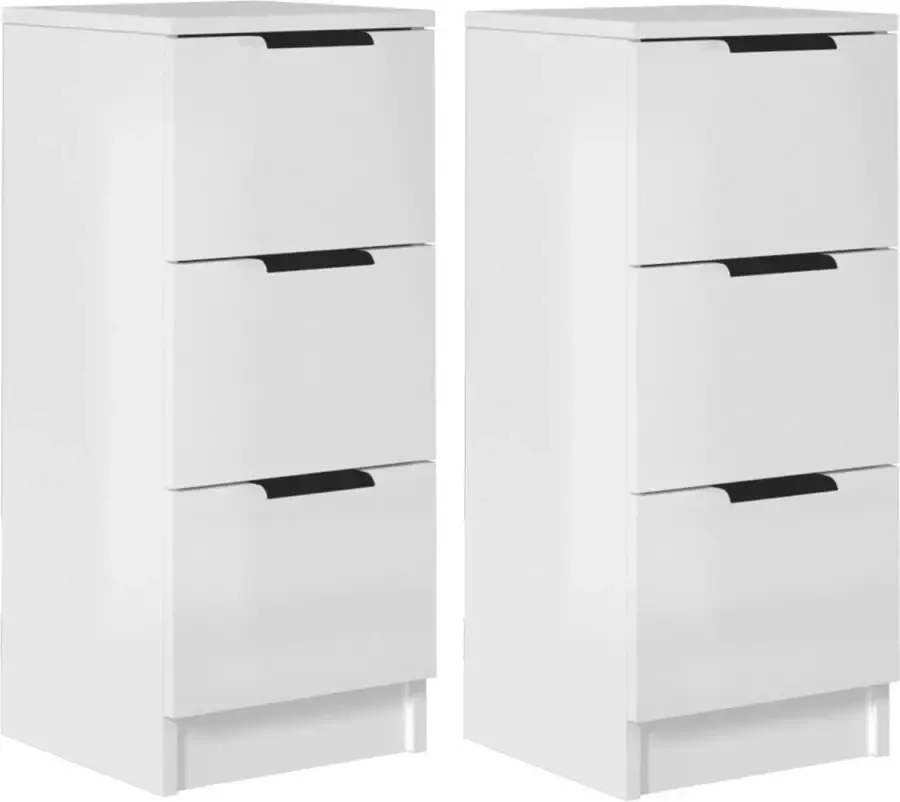 Maison Exclusive Dressoirs 2 st 30x30x70 cm bewerkt hout hoogglans wit