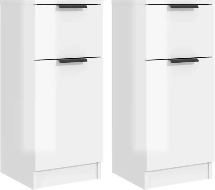 Maison Exclusive Dressoirs 2 st 30x30x70 cm bewerkt hout hoogglans wit - Foto 2