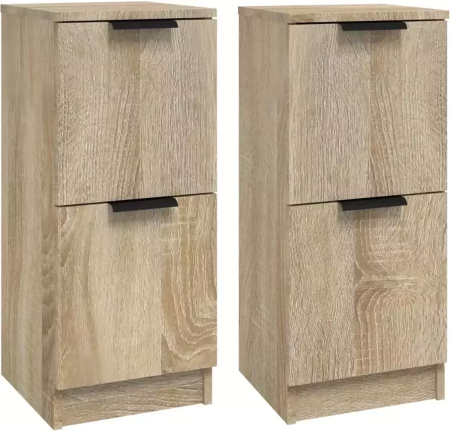 Maison Exclusive Dressoirs 2 st 30x30x70 cm bewerkt hout sonoma eikenkleurig - Foto 2