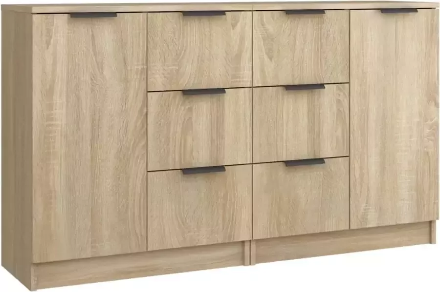 Maison Exclusive Dressoirs 2 st 60x30x70 cm bewerkt hout sonoma eikenkleurig