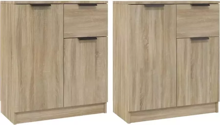 Maison Exclusive Dressoirs 2 st 60x30x70 cm bewerkt hout sonoma eikenkleurig