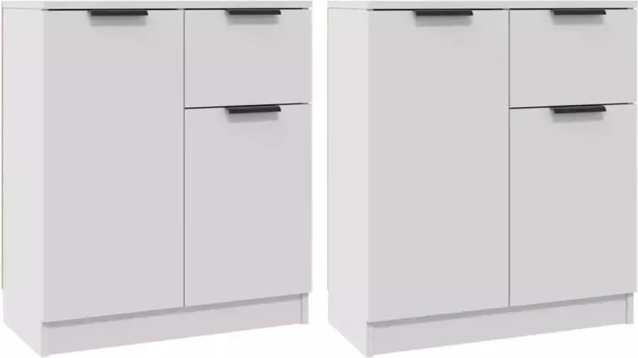 Maison Exclusive Dressoirs 2 st 60x30x70 cm bewerkt hout wit - Foto 2