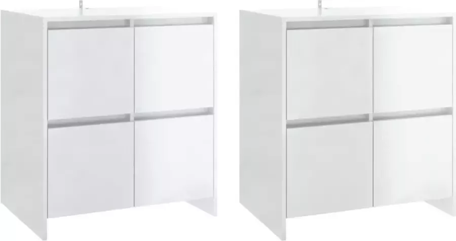 Maison Exclusive Dressoirs 2 st 70x41x75 cm spaanplaat hoogglans wit