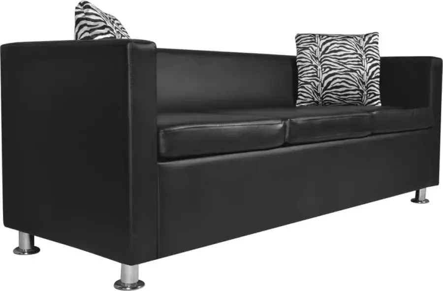 Maison Exclusive Driezitsbank kunstleer zwart - Foto 3