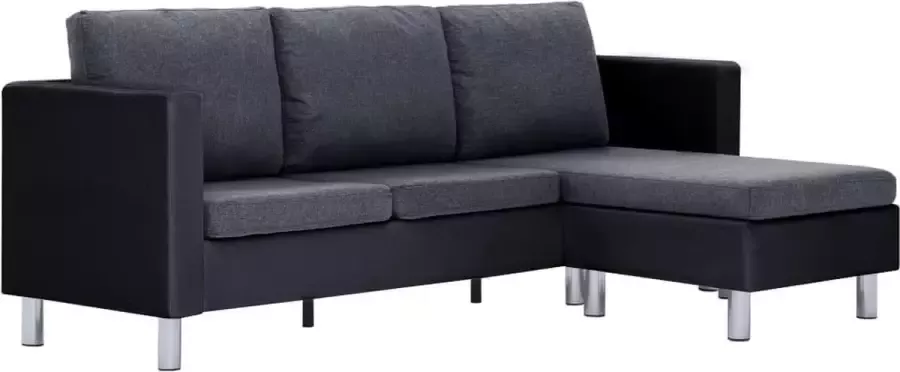 Maison Exclusive Driezitsbank met kussens kunstleer zwart