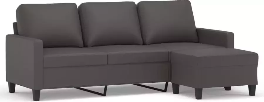 Maison Exclusive Driezitsbank met voetenbank 180 cm kunstleer grijs