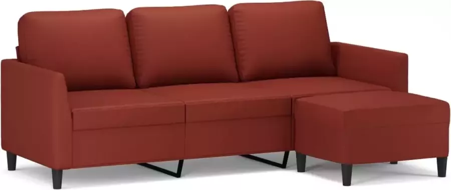 Maison Exclusive Driezitsbank met voetenbank 180 cm kunstleer wijnrood