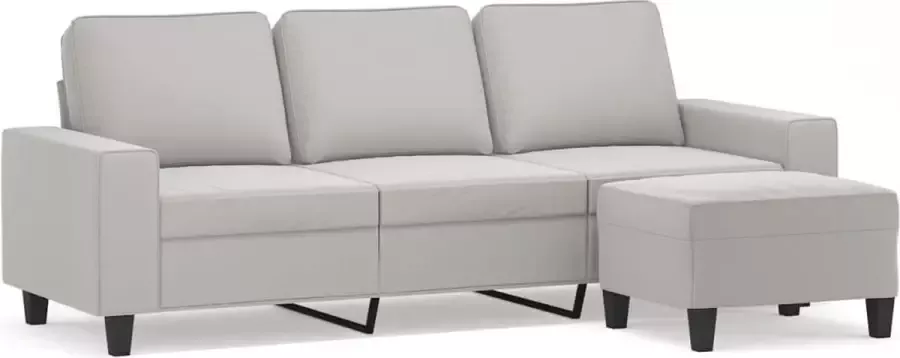 Maison Exclusive Driezitsbank met voetenbank 180 cm microvezelstof lichtgrijs