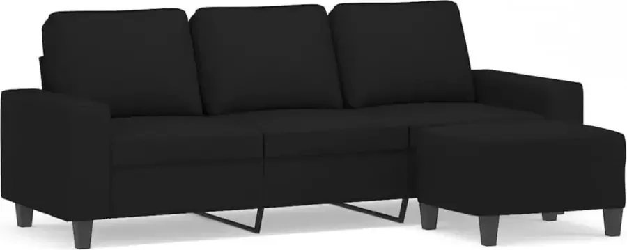 Maison Exclusive Driezitsbank met voetenbank 180 cm microvezelstof zwart