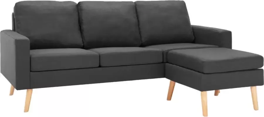 Maison Exclusive Driezitsbank met voetenbank stof donkergrijs